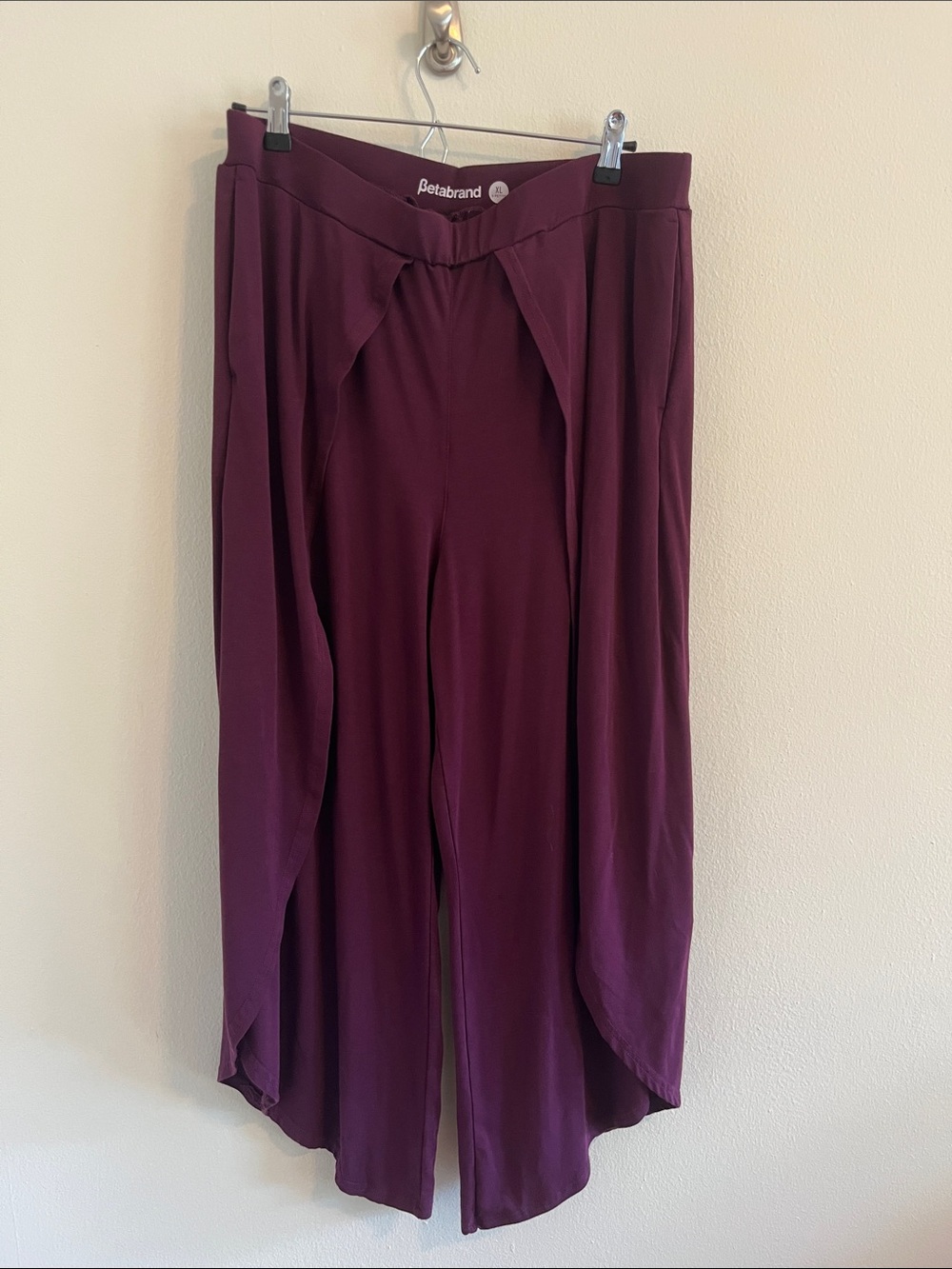 Betabrand Plum Wide-Leg Draped Palazzo Pants